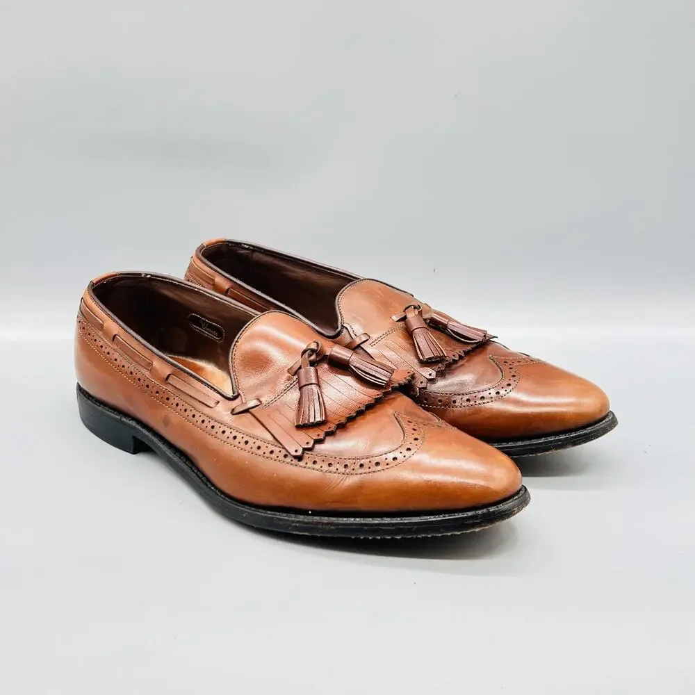 Allen Edmonds Shoes Mens 12 Brown Leather Mansfield Tassel Loafers Wingtip Dress